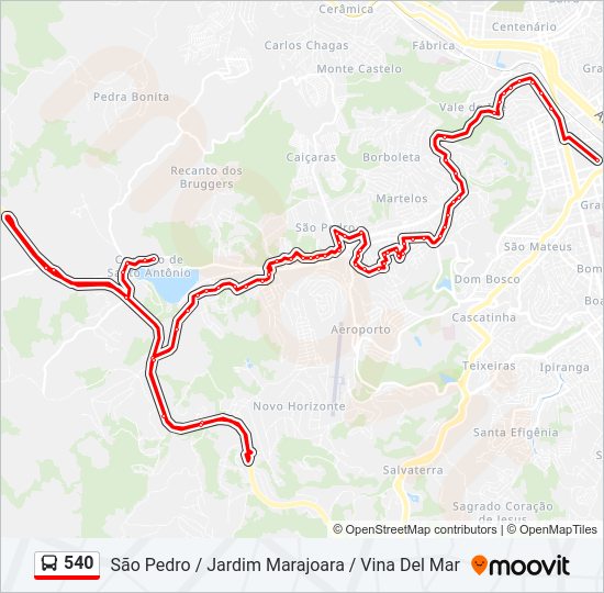 Mapa da linha 540 de ônibus