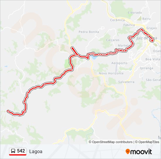 Mapa da linha 542 de ônibus