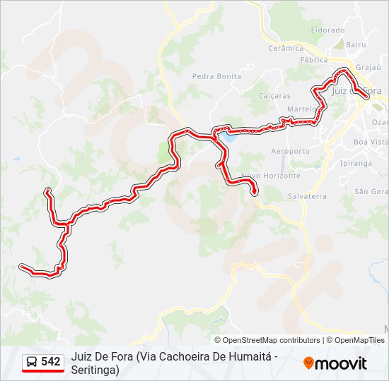 Mapa da linha 542 de ônibus