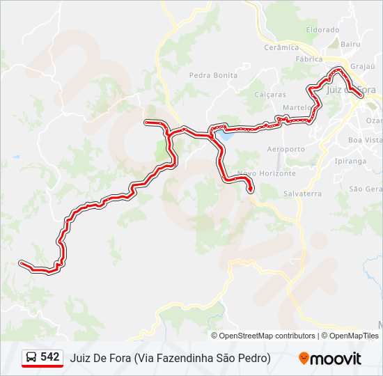Mapa da linha 542 de ônibus