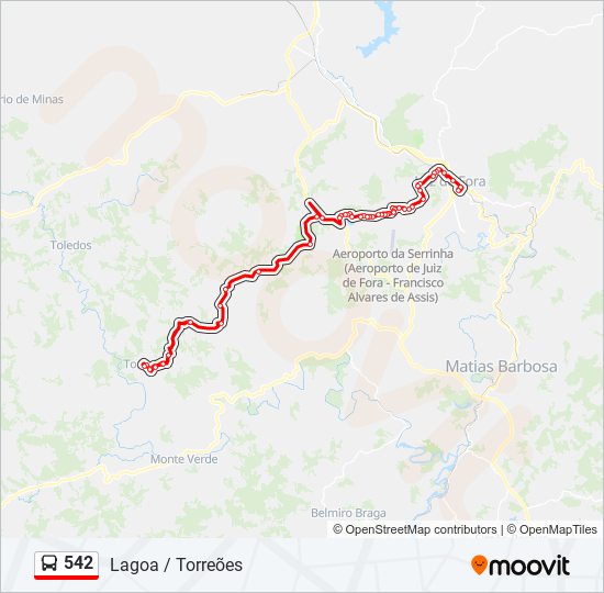 Mapa da linha 542 de ônibus