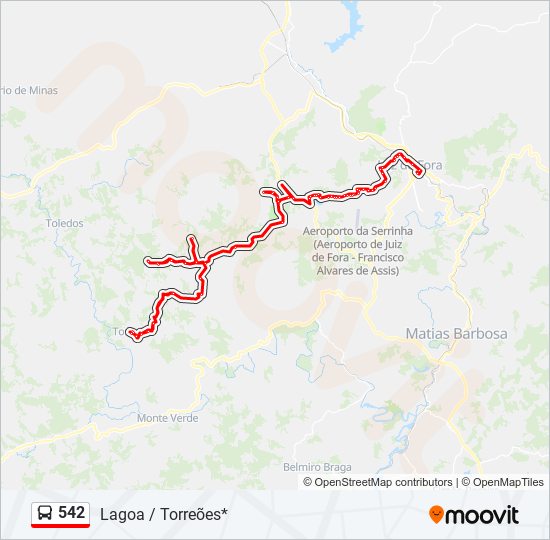 Mapa da linha 542 de ônibus