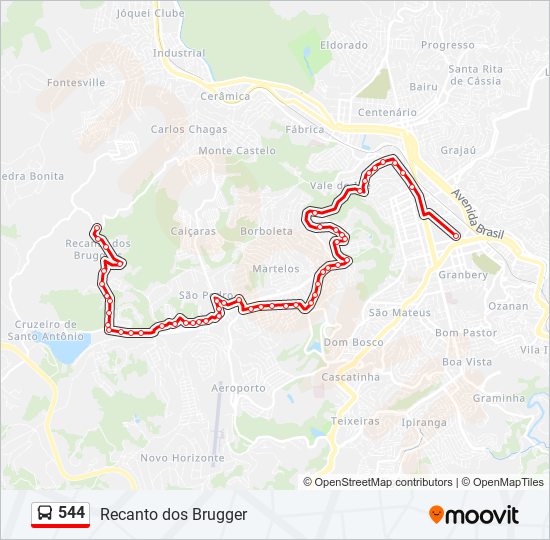 Mapa da linha 544 de ônibus