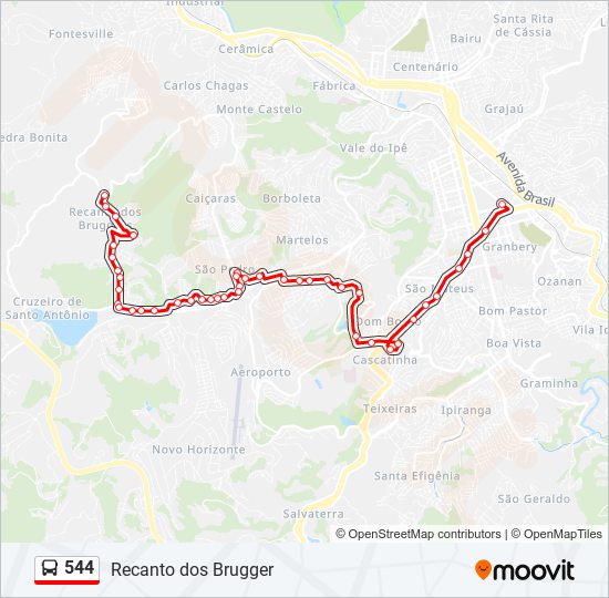 544 bus Line Map