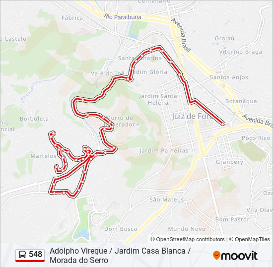 Mapa de 548 de autobús