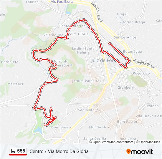 Mapa da linha 555 de ônibus