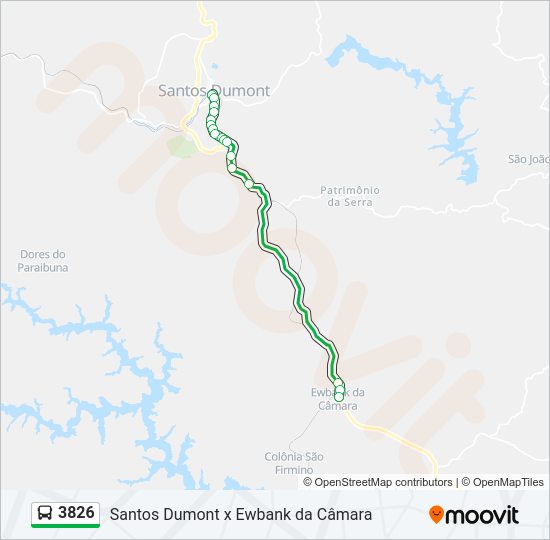 Mapa da linha 3826 de ônibus