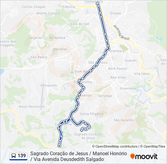 Mapa da linha 139 de ônibus