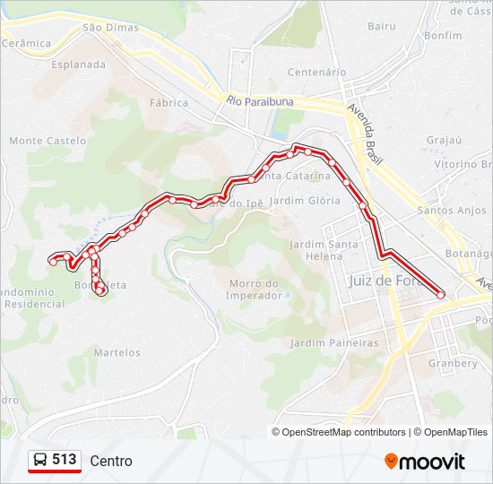 Mapa da linha 513 de ônibus