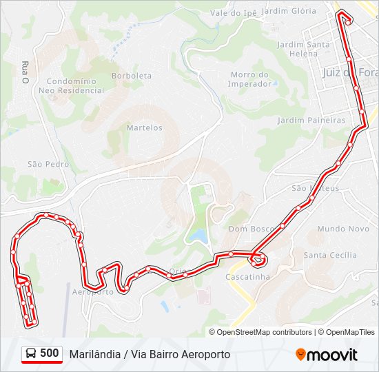 Mapa da linha 500 de ônibus