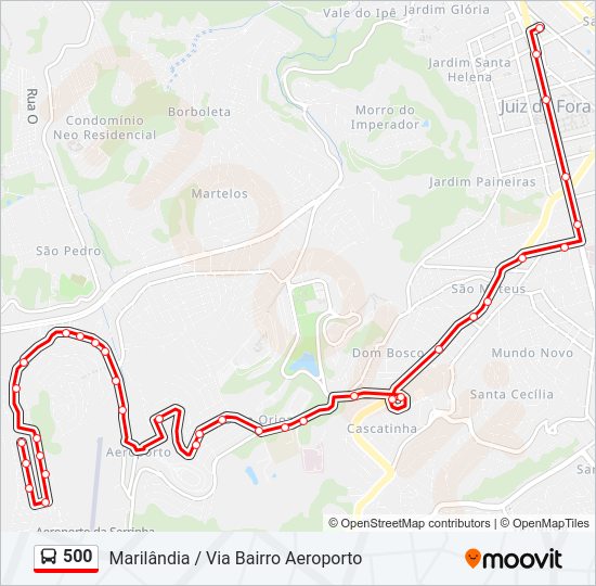 Mapa da linha 500 de ônibus