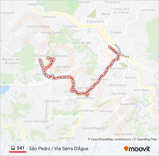 Mapa da linha 541 de ônibus
