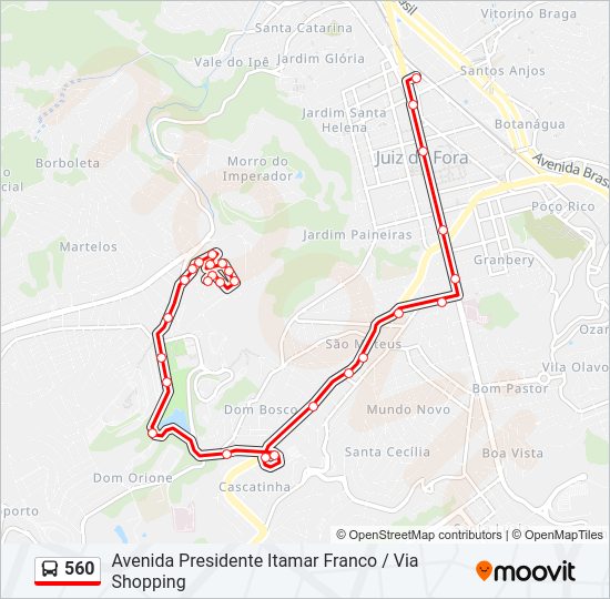 Mapa da linha 560 de ônibus