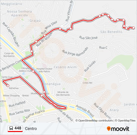 Mapa da linha 448 de ônibus