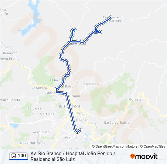 Mapa da linha 100 de ônibus