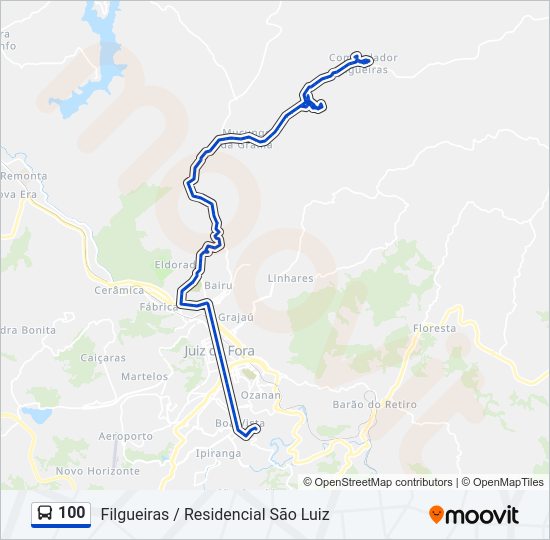 Mapa da linha 100 de ônibus