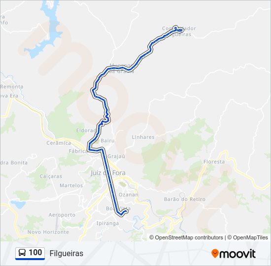 Mapa da linha 100 de ônibus