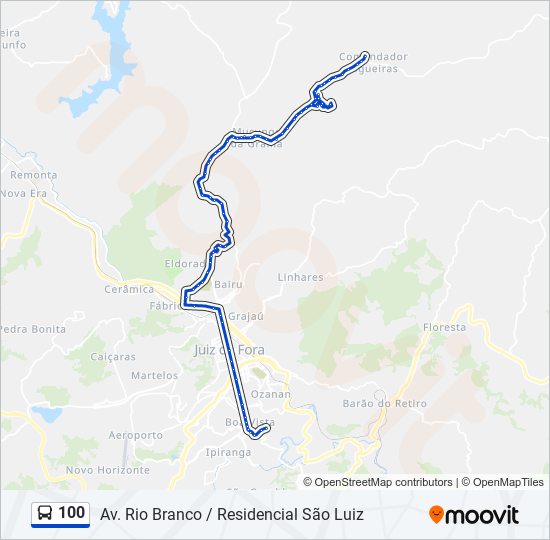 Mapa da linha 100 de ônibus