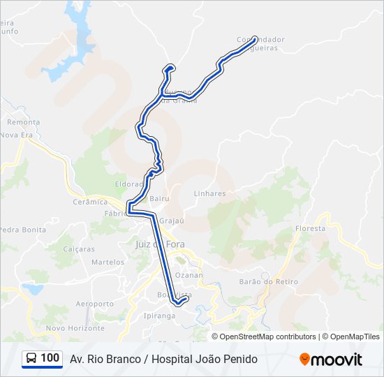 Mapa da linha 100 de ônibus