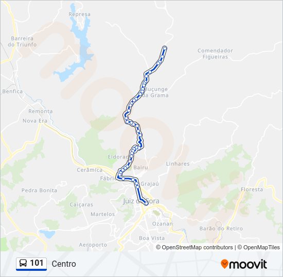 Mapa da linha 101 de ônibus