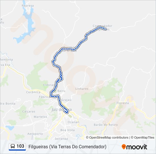 Mapa da linha 103 de ônibus
