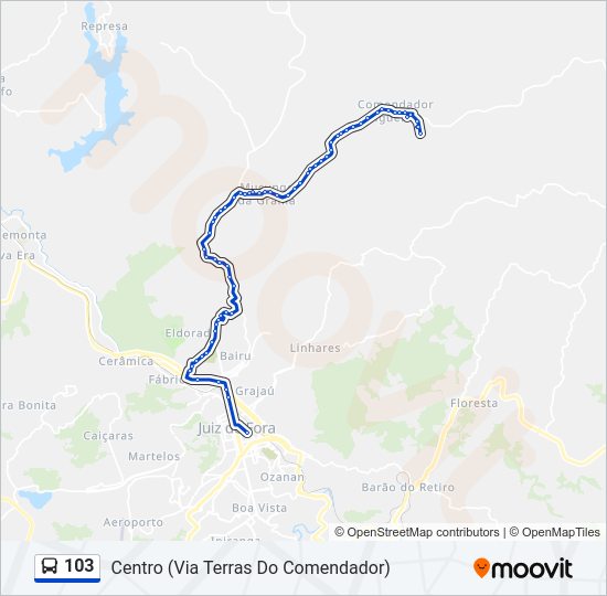 Mapa da linha 103 de ônibus