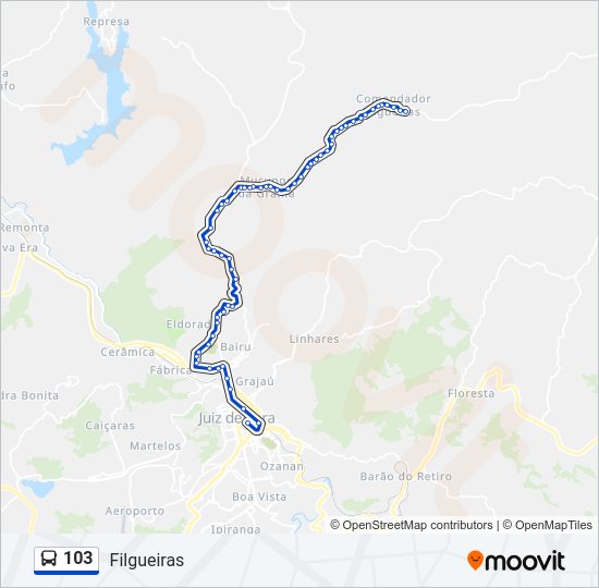 Mapa da linha 103 de ônibus