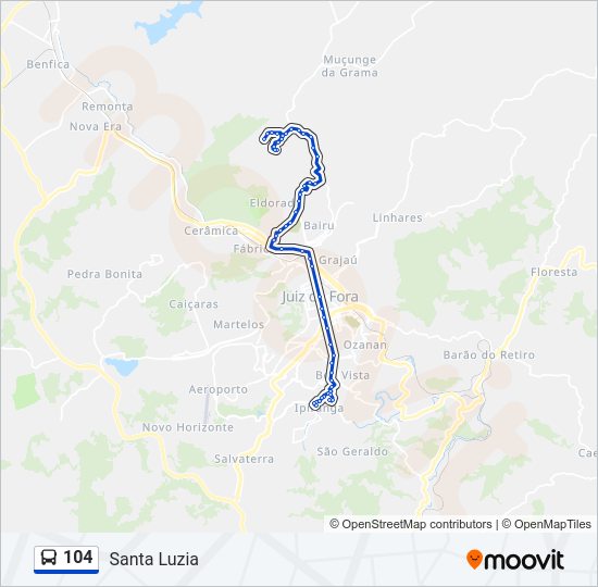 Mapa da linha 104 de ônibus