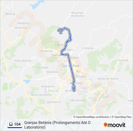 Mapa da linha 104 de ônibus