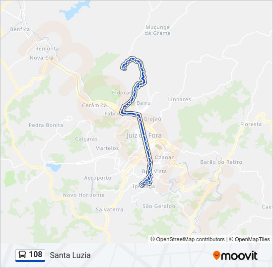 Mapa da linha 108 de ônibus