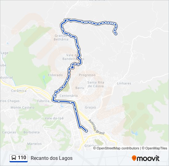 Mapa da linha 110 de ônibus