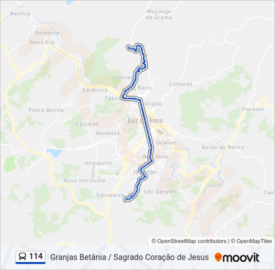 Mapa da linha 114 de ônibus