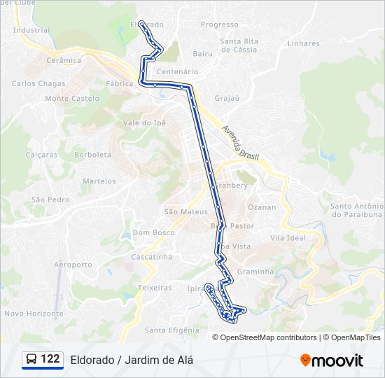 Mapa da linha 122 de ônibus