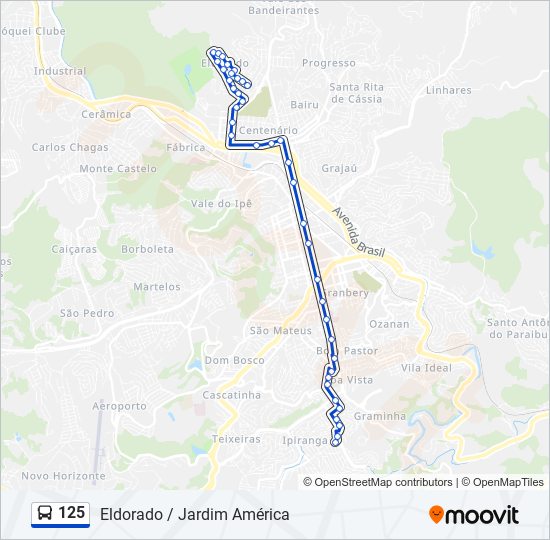 Mapa da linha 125 de ônibus