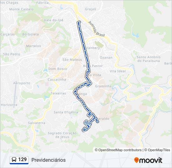 Mapa da linha 129 de ônibus