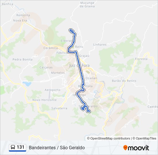 Mapa da linha 131 de ônibus