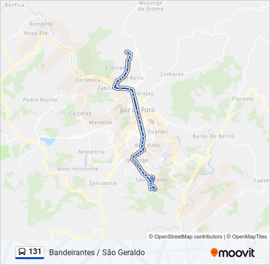 Mapa da linha 131 de ônibus