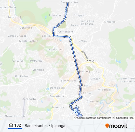 Mapa da linha 132 de ônibus