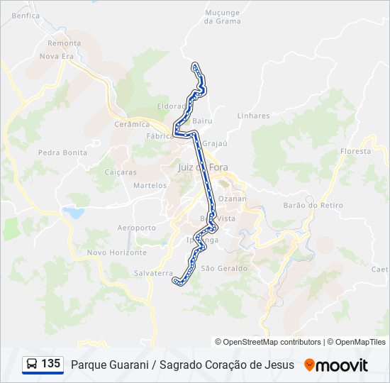 Mapa de 135 de autobús