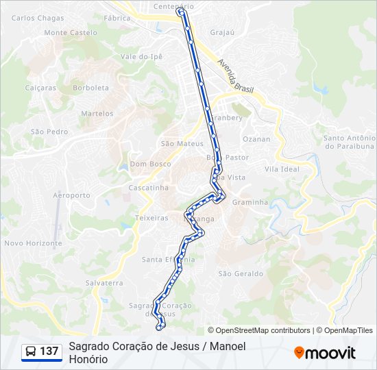 Mapa da linha 137 de ônibus
