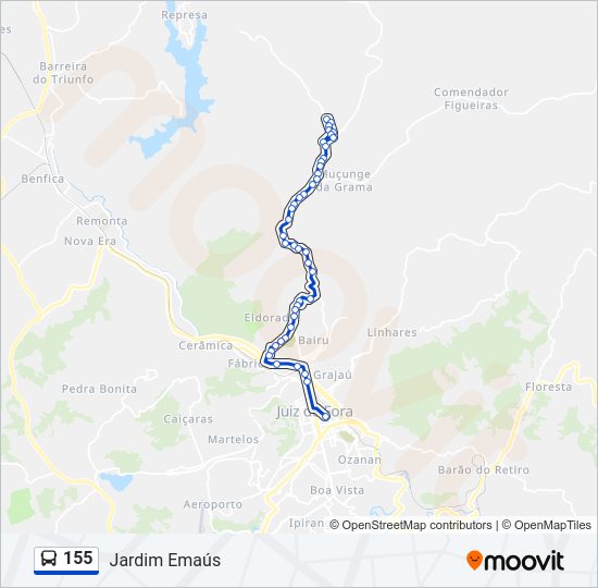 Mapa da linha 155 de ônibus