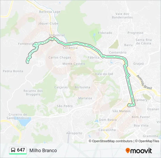 647 Bus Line Map