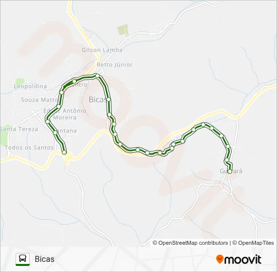 BICAS X GUARARÁ Bus Line Map