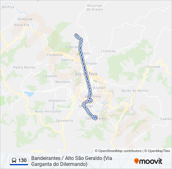 Mapa da linha 130 de ônibus