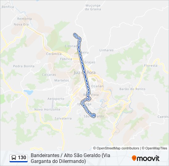Mapa da linha 130 de ônibus