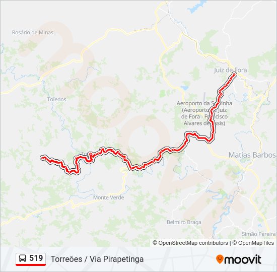 Mapa da linha 519 de ônibus