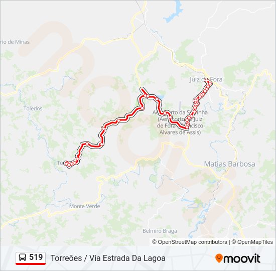 Mapa da linha 519 de ônibus