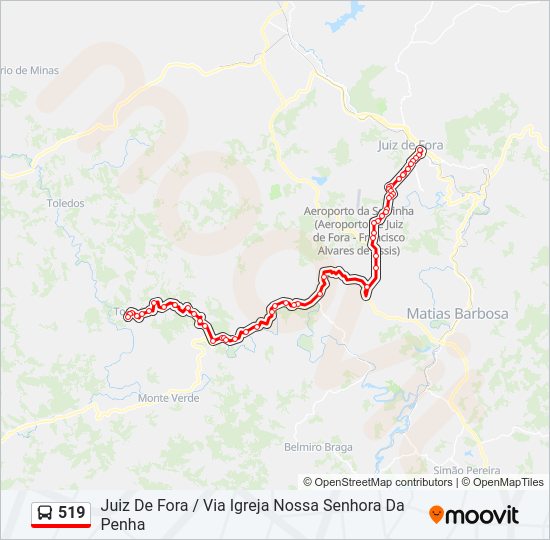 Mapa da linha 519 de ônibus