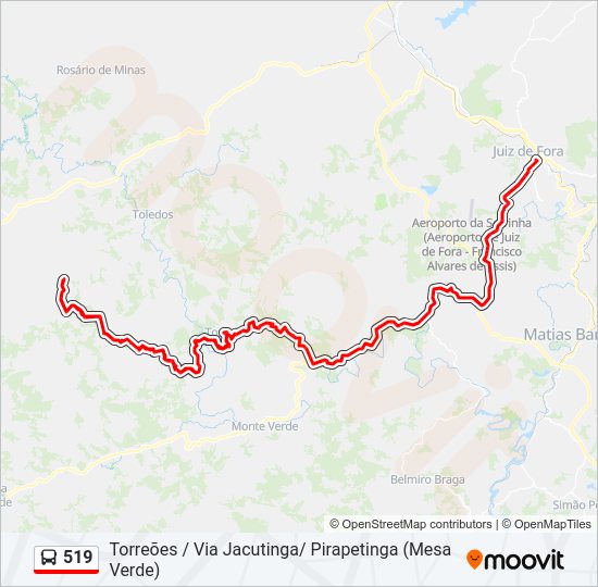 Mapa da linha 519 de ônibus
