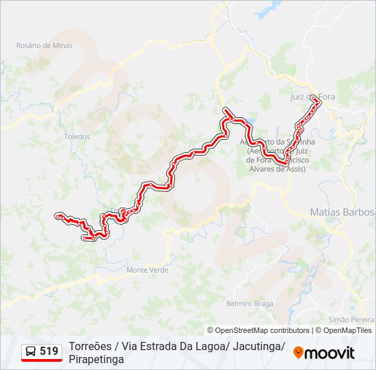 Mapa da linha 519 de ônibus